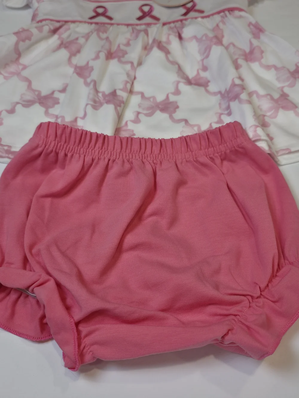Abby & Evie Pink Ribbon Smocked Two-Piece Set